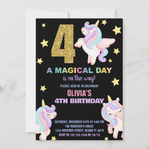 4e Rainbow Unicorn Invitations Anniversaire Vol