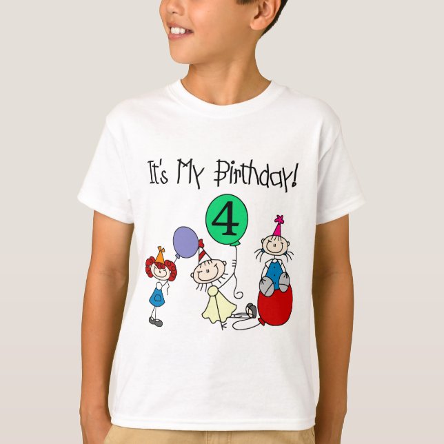 4e Stick Kids Party Anniversaire Tshirts et cadeau (Devant)
