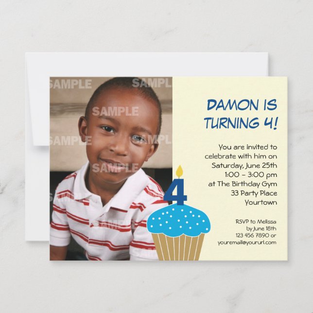 4ème invitation de fête d'anniversaire de petit (Devant)
