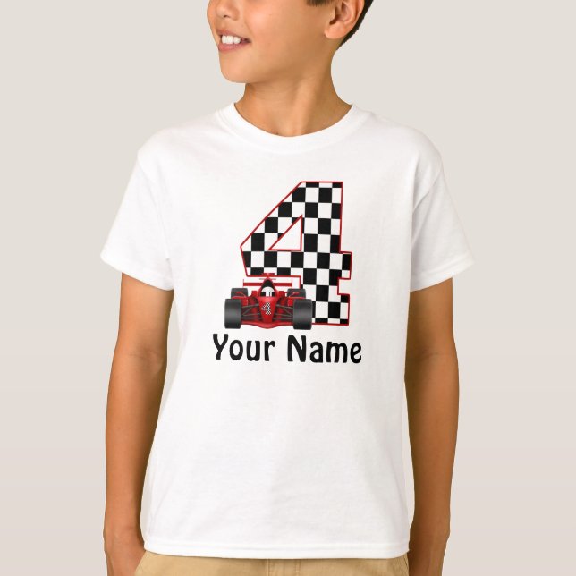 4ème T-shirt de voiture de course de garçons (Devant)
