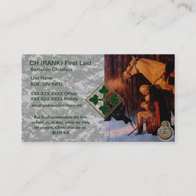 4ID Chaplain Business Card (Front)