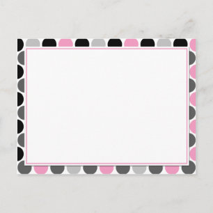 #4Modern Pink Grey Black Circles Recipe Cards