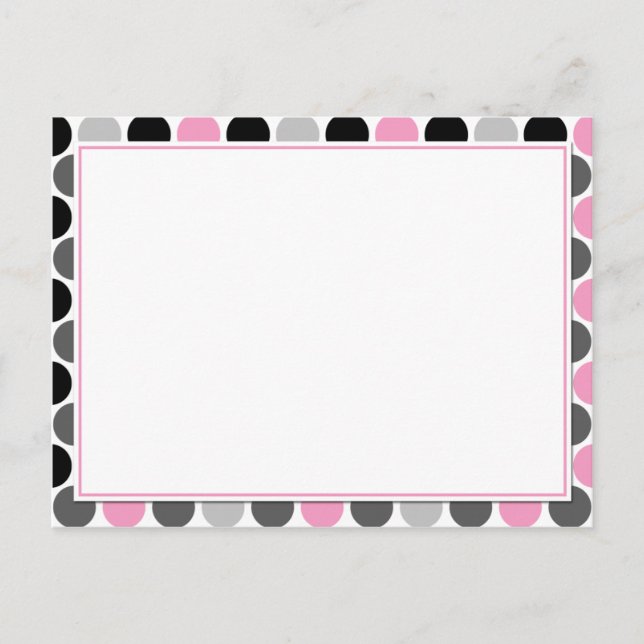 #4Modern Pink Grey Black Circles Recipe Cards (Front)
