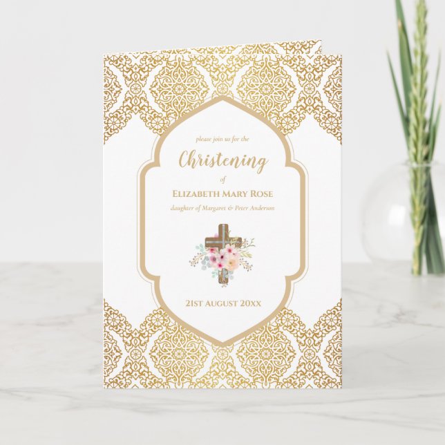 4page CHRISTENING Invite and Program Gold Ornate (Front)