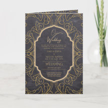 4page Gold Ornate MARIAGE Inviter Programme modern