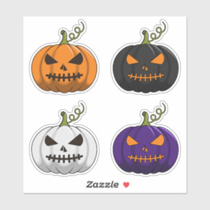 4PC Halloween Spooky Pumpkin Stickers - Multicolor