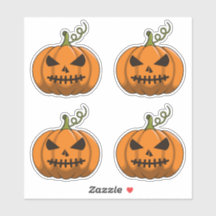 4PC Pumpkin Stickers - Halloween Jack-o'-Lantern