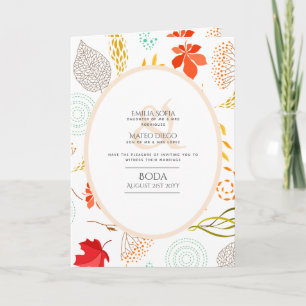 4pg Espagnol BODA Invitation Feuilles d'automne Mo