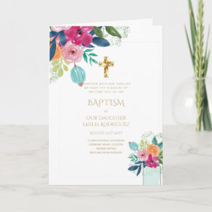 4pg Floral BAPTISM Invitations - Program