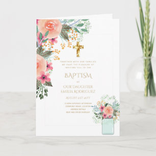 4pg Floral BAPTISM Invitations - Program