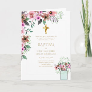 4pg Floral BAPTISM Invitations - Program