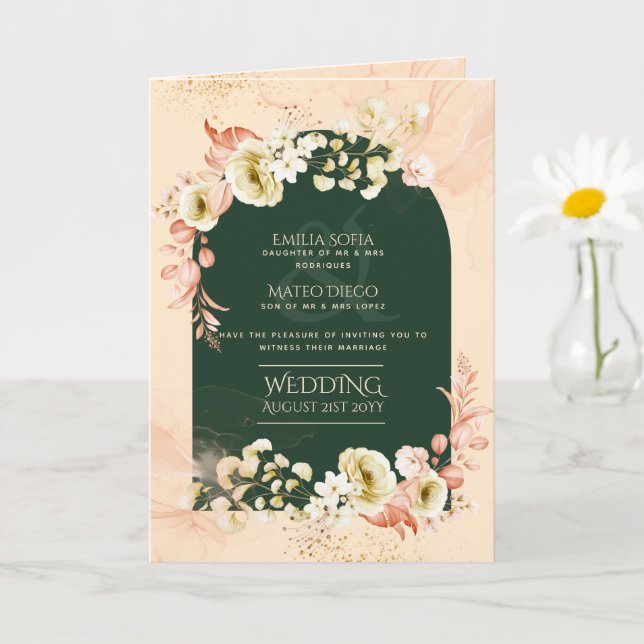 4pg Hispanic Floral Wedding Program Bilingual Chic (Small Plant)