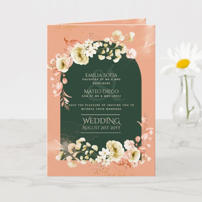 4pg Hispanic Floral Wedding Programme Bilingue Chi (Petite plante)