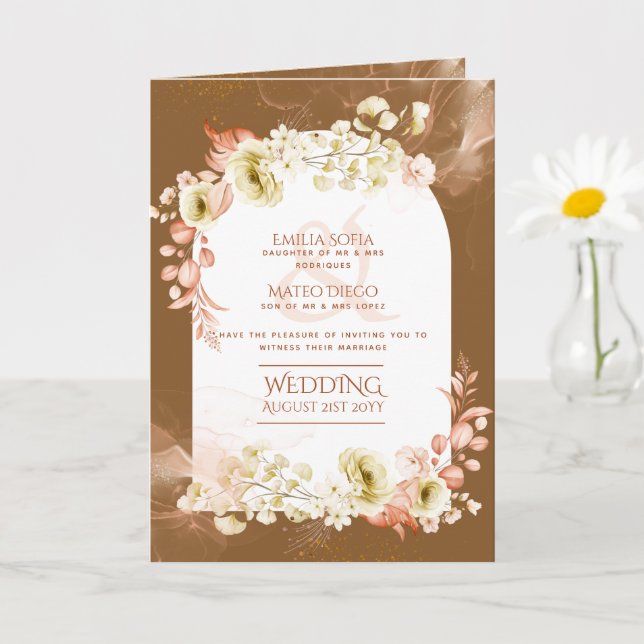 4pg Hispanic Floral Wedding Programme Bilingue Chi (Petite plante)