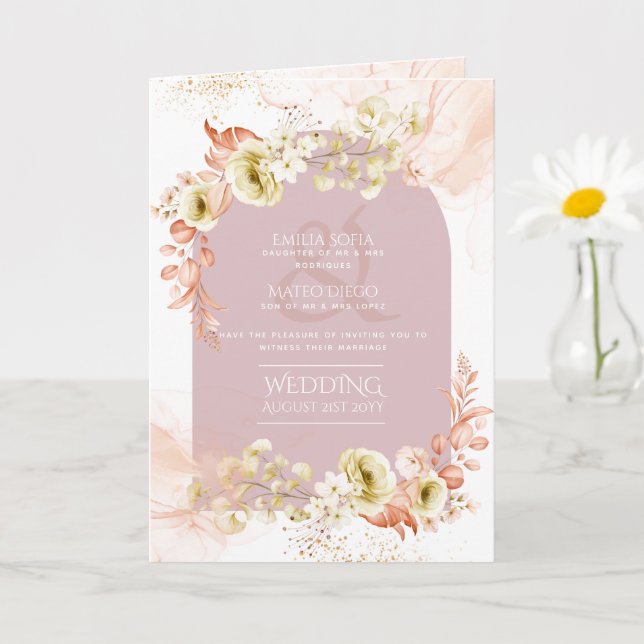 4pg Hispanic Floral Wedding Programme Bilingue Chi (Petite plante)