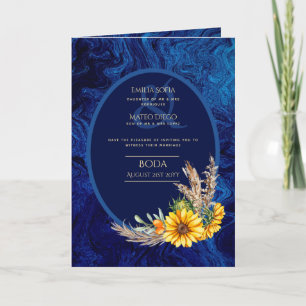 4pg Invitations de mariage espagnol Tournesols Ble