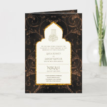 4Pg NIKAH WALIMA Invitation Gold Ornate islamique