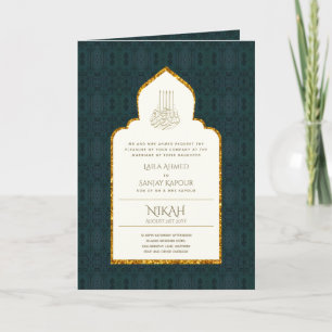 4Pg NIKAH WALIMA Invitation Gold Ornate islamique
