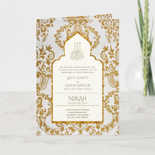 4Pg NIKAH WALIMA Invitation Gold Ornate islamique