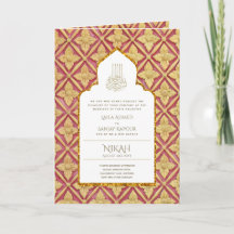 4Pg NIKAH WALIMA Invitation Red Gold Ornate