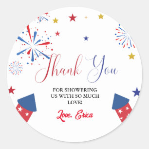 4t of July Independence Baby Shower Thank You  Classic Round Sticker