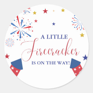 4t of July Independence firecracker Baby Shower  Classic Round Sticker
