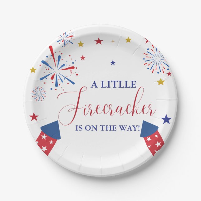 4t of July Independence firecracker Baby Shower  Paper Plate (Front)