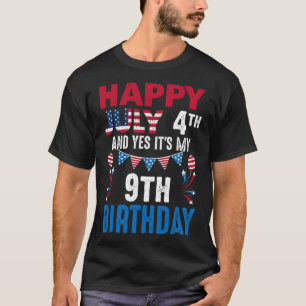 4th And Yes It's My 9th Birthday American Patrioti T-Shirt