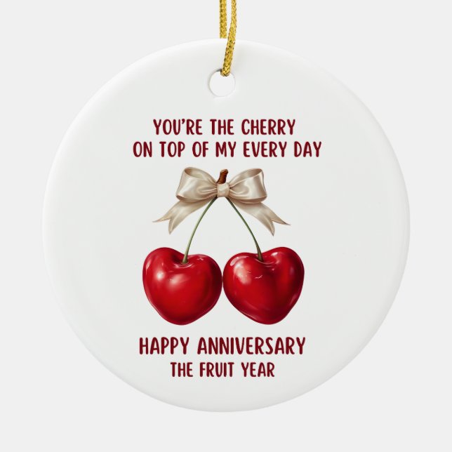 4th Anniversary Card, Fruit Anniversary Ornament (Front)