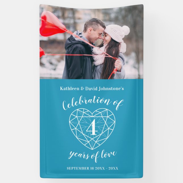 4th anniversary topaz heart personalized photo banner (Vertical)