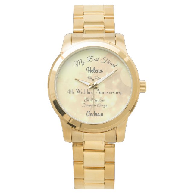 4th Anniversary Wife personalised  Watch (Front)