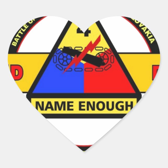 4TH ARMORED DIVISION "BREAKTHROUGH" HEART STICKER (Front)