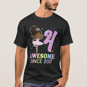 4th Bday Awesome Since 2017 Melanin Pride African  T-Shirt