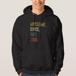 4th Birthday 4 Year Old Awesome Since July 2018 Hoodie