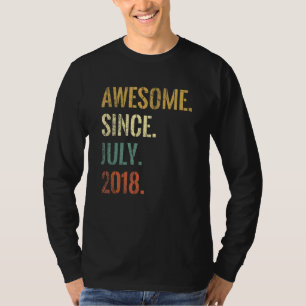 4th Birthday 4 Year Old Awesome Since July 2018 T-Shirt