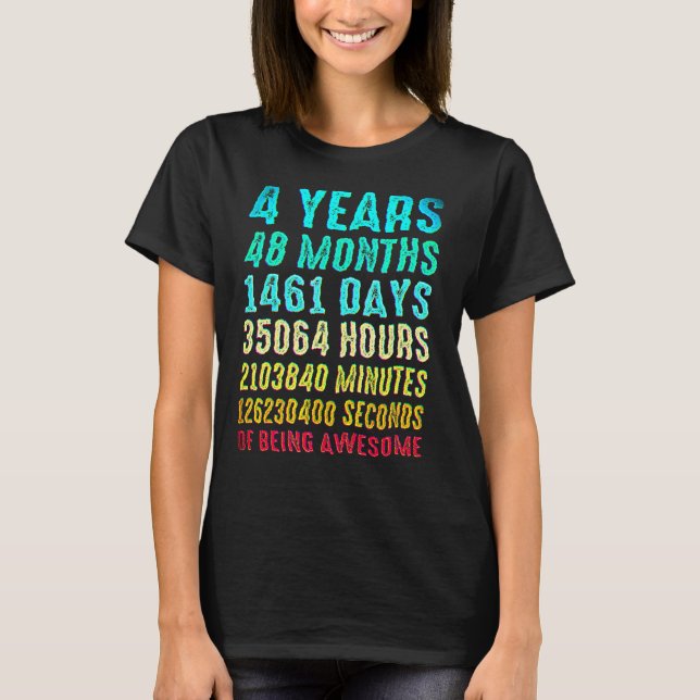 4th Birthday 4 Year Old Boys Girls Kids Party Bein T-Shirt (Front)