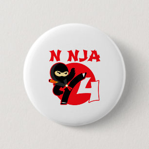 4th Birthday 4 Year Old Kids Party Little Ninja 4 2 Inch Round Button
