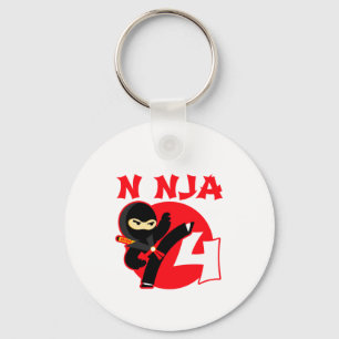4th Birthday 4 Year Old Kids Party Little Ninja 4 Keychain