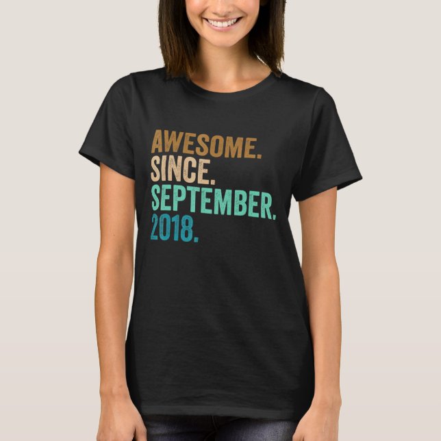 4th Birthday  4 Years Old Awesome Since September  T-Shirt (Front)