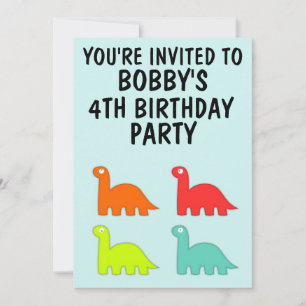 4TH BIRTHDAY AGE FOUR INVITATIONS T-REX DINO
