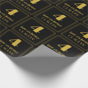 4th Birthday ~ Art Deco Inspired Look "4", Name Wrapping Paper