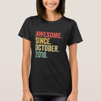 4th Birthday  Awesome Since October 2018 4 Years O T-Shirt