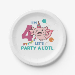 4th Birthday Axolotl Four Year Old Sweet Axolotls  Paper Plate