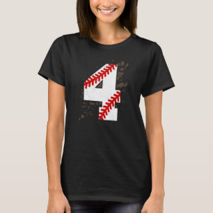 4th Birthday Baseball 4 Years Old Baseball Player T-Shirt