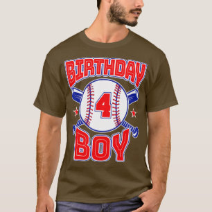 4th Birthday Baseball Big Number Four 4 Year Old B T-Shirt