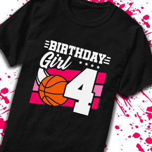 4th Birthday Basketball Birthday 4 Year Old Girl T-Shirt