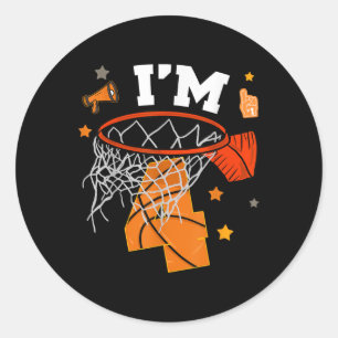 4th Birthday Basketball Boy 4 Yr Old Four Years Bd Classic Round Sticker