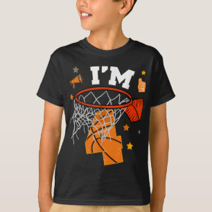 4th Birthday Basketball Boy 4 Yr Old Four Years Bd T-Shirt