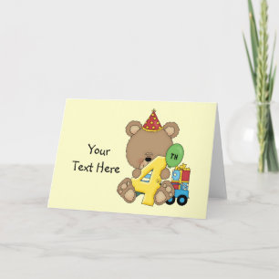 4th Birthday Bear Boy (customizable) Card