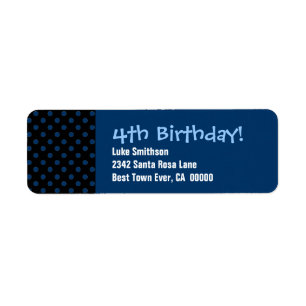 4th Birthday Black and Blue Polka Dots